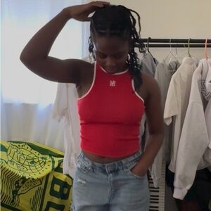 Missguided Red Fitted Crop Tank Top